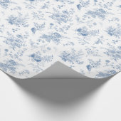 Blue Toile De Jouy Bloemen Chinoiserie Cadeaupapier (Hoek)