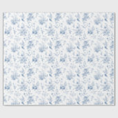 Blue Toile De Jouy Bloemen Chinoiserie Cadeaupapier (Vlak)