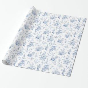 Blue Toile De Jouy  Bloemen Chinoiserie Cadeaupapier