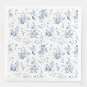 Blue Toile De Jouy Bloemen Chinoiserie Servet