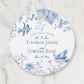 Blue Toile De Jouy  Bloemen Huwelijk Bedankjes Labels (Achterkant)