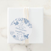 Blue Toile De Jouy  Bloemen Huwelijk Bedankjes Labels (In situ)