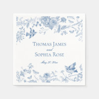 Blue Toile De Jouy  Bloemen Huwelijk