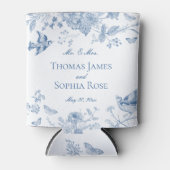 Blue Toile De Jouy Bloemen Huwelijksgunsten Blikjeskoeler (Voorkant)