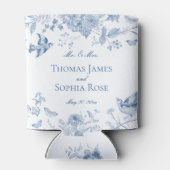 Blue Toile De Jouy Bloemen Huwelijksgunsten Blikjeskoeler (Achterkant)