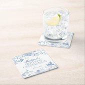 Blue Toile De Jouy  Bloemen Verjaardag Kartonnen Onderzetters (Insitu)