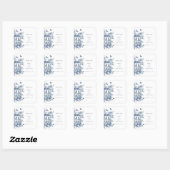 Blue Toile De Jouy bruiloft dank u Vierkante Sticker (Vel)