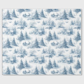 Blue Toile de Jouy Christmas Wrapping Paper Cadeaupapier (Vlak)