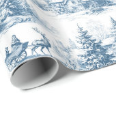 Blue Toile de Jouy Christmas Wrapping Paper Cadeaupapier (Rol Hoek)