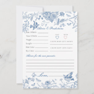 Blue Toile De Jouy Floral Advies voor Baby Kaart