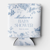 Blue Toile De Jouy  Floral Baby shower Blikjeskoeler (Voorkant)