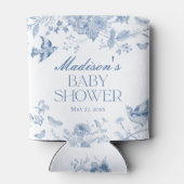Blue Toile De Jouy  Floral Baby shower Blikjeskoeler (Achterkant)