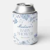 Blue Toile De Jouy  Floral Baby shower Blikjeskoeler (Blikje Achterkant)