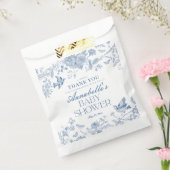 Blue Toile De Jouy Floral Baby shower Dessert Bedankzakje (Gezegeld)