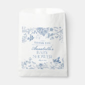 Blue Toile De Jouy Floral Baby shower Dessert Bedankzakje (Voorkant)