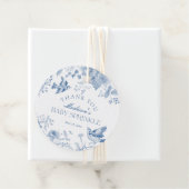Blue Toile De Jouy Floral Baby Sprinkle Favoriet Bedankjes Labels (In situ)