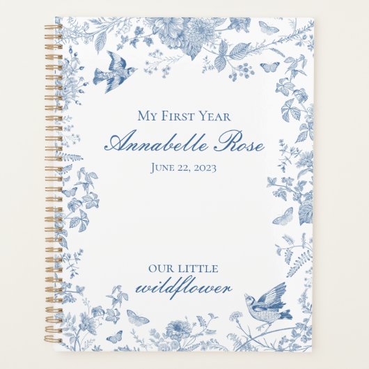 Blue Toile de Jouy  Floral Mijn eerste jaar Planner (Voorkant)