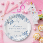 Blue Toile De Jouy  Floral Vrijgezellenfeest Papieren Bordje (Feest)