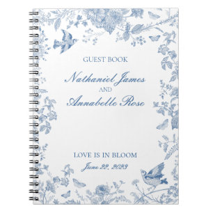 Blue Toile De Jouy Floral Wedding Guest Book Notitieboek