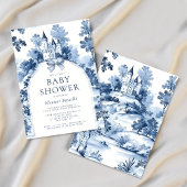 Blue Toile de Jouy Frans Baby shower Kaart