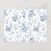 Blue Toile de Jouy Franse Bloemen Baby shower Briefkaart (Achterkant)
