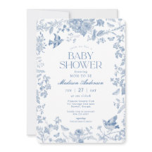 Blue Toile de Jouy Franse Bloemen Baby shower
