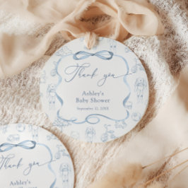 Blue Toile de Jouy Kwekerij Jongen Baby shower Dan Bedankjes Labels