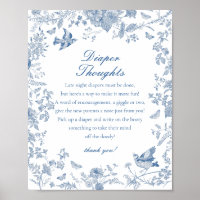 Blue Toile De Jouy Luier Gedachten Baby shower