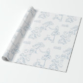 Blue Toile de Jouy Nursery Baby shower Cadeaupapier (Uitgerold)