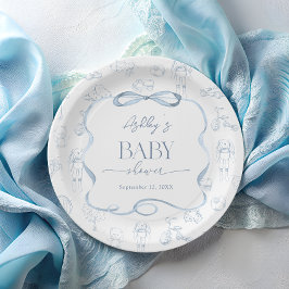 Blue Toile De Jouy Nursery Baby shower Papieren Bordje