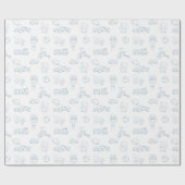 Blue Toile de Jouy Nursery Boy Baby shower Cadeaupapier (Vlak)
