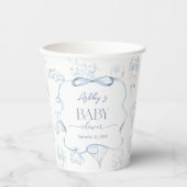 Blue Toile de Jouy Nursery Boy Baby shower Papieren Bekers (Voorkant)