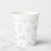 Blue Toile de Jouy Nursery Boy Baby shower Papieren Bekers (Achterkant)