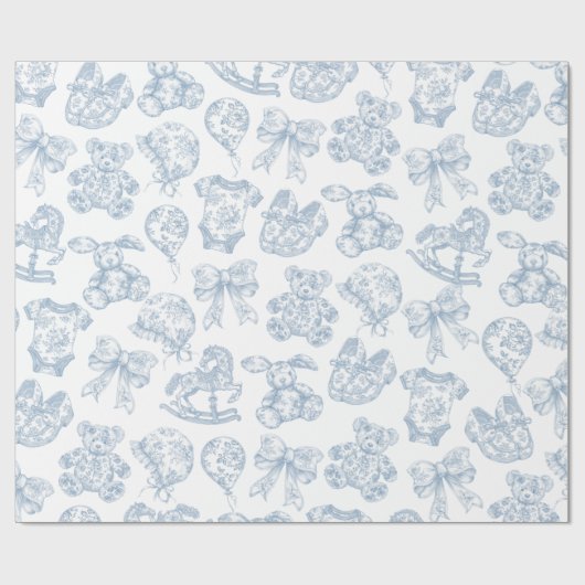 Blue Toile de Jouy  Nursery Cadeaupapier (Vlak)