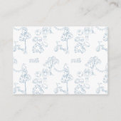 Blue Toile De Jouy Nursery Luier Raffle Ticket Informatiekaartje (Achterkant)