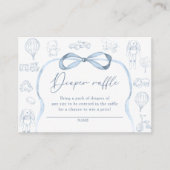 Blue Toile De Jouy Nursery Luier Raffle Ticket Informatiekaartje (Voorkant)