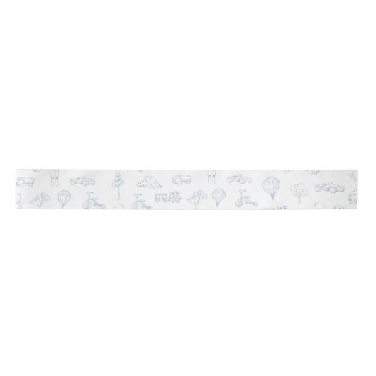 Blue Toile de Jouy Nursery Satijnen Lint (Voorkant)