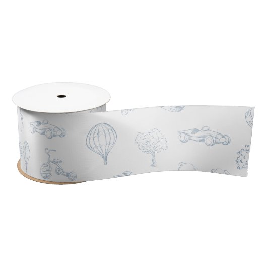 Blue Toile de Jouy Nursery Satijnen Lint (Spoel)