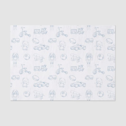 Blue Toile de Jouy Nursery Tissuepapier (Voorkant)