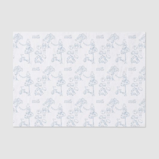 Blue Toile de Jouy Nursery Tissuepapier (Voorkant)