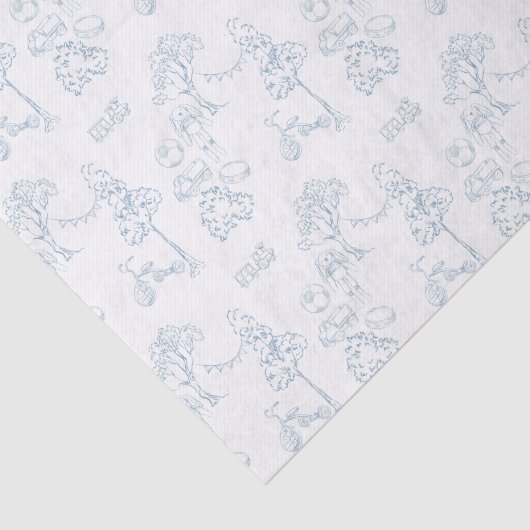 Blue Toile de Jouy Nursery Tissuepapier (Detail)