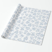 Blue Toile de Jouy Nursery Wrapping Paper Cadeaupapier (Uitgerold)