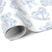 Blue Toile de Jouy  Nursery Wrapping Paper Cadeaupapier (Rol Hoek)