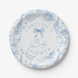 Blue Toile de Jouy Safari Baby shower Papieren Bor Bordje