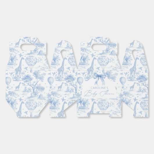 Blue Toile de Jouy Safari Boy Baby shower Bedankdoosjes (Ongevouwen)