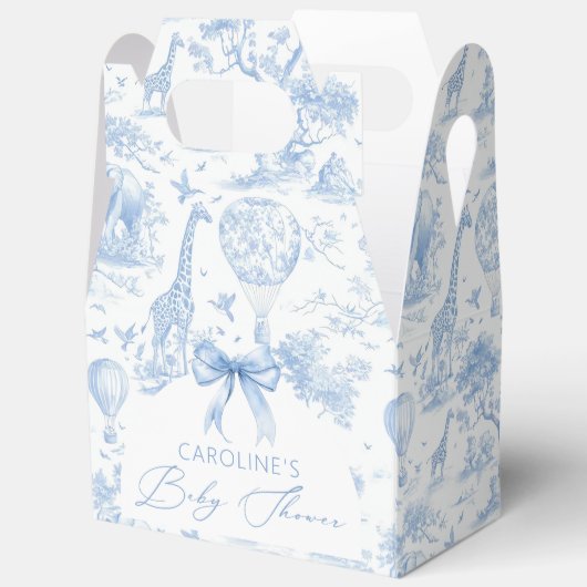 Blue Toile de Jouy Safari Boy Baby shower Bedankdoosjes (Open)
