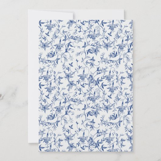 Blue Toile de jouy Tea Party Afscheidsfeest Brunch Kaart (Achterkant)