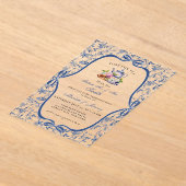 Blue Toile de Jouy Tea Party verlovingsfeest Acryl Uitnodigingen (Laagn)