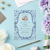 Blue Toile de Jouy Tea Party verlovingsfeest Acryl Uitnodigingen (Insitu (Huwelijk))