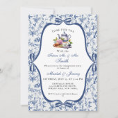 Blue Toile de Jouy Tea Party verlovingsfeest Kaart (Voorkant)